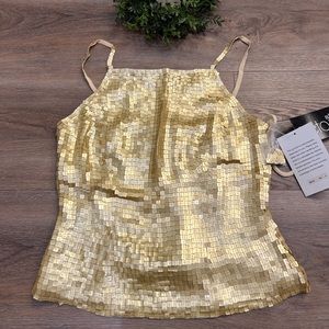 NWT Gold-beaded halter, size 4
